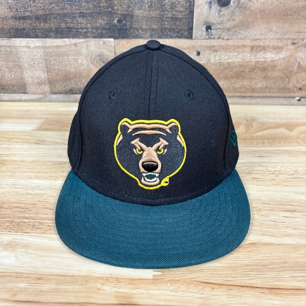 New Era Baylor Bears Fitted Cap Hat Size 7 3/8 Black Green‎ NCAA